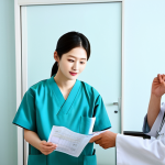 **

A serene Hanbang doctor, fully clothed in traditional Korean attire, examining a patient's face with gentle focus in a bright, clean clinic setting. The doctor is holding a diagnostic chart. The patient is relaxed and comfortable. Appropriate content, safe for work, professional, modest, perfect anatomy, natural proportions, well-formed hands, proper finger count.

**