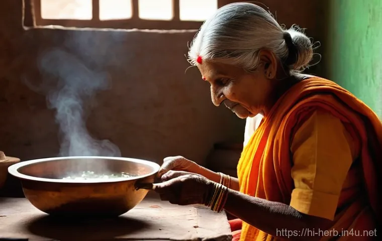 소화불량 한방치료 방법 - **Prompt:** "A heartwarming scene in a traditional Indian kitchen. An elderly Indian grandmother ('D...
