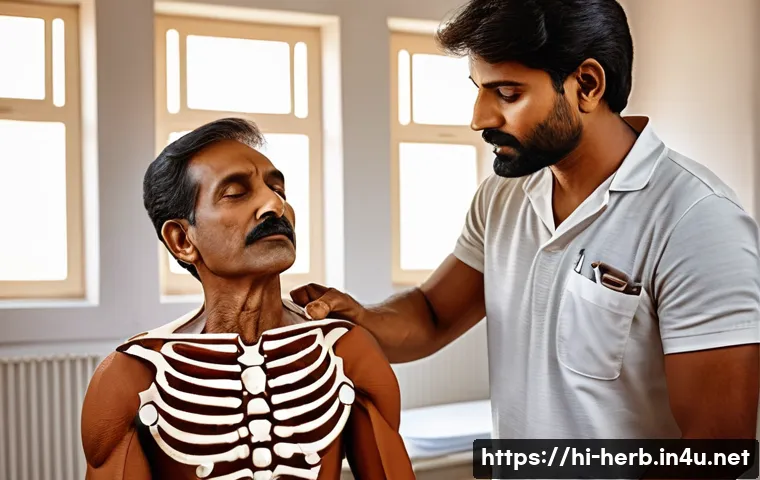 추나치료 후기와 부작용 - A serene therapy room scene showing a skilled Indian chiropractor performing manual bone and muscle ...